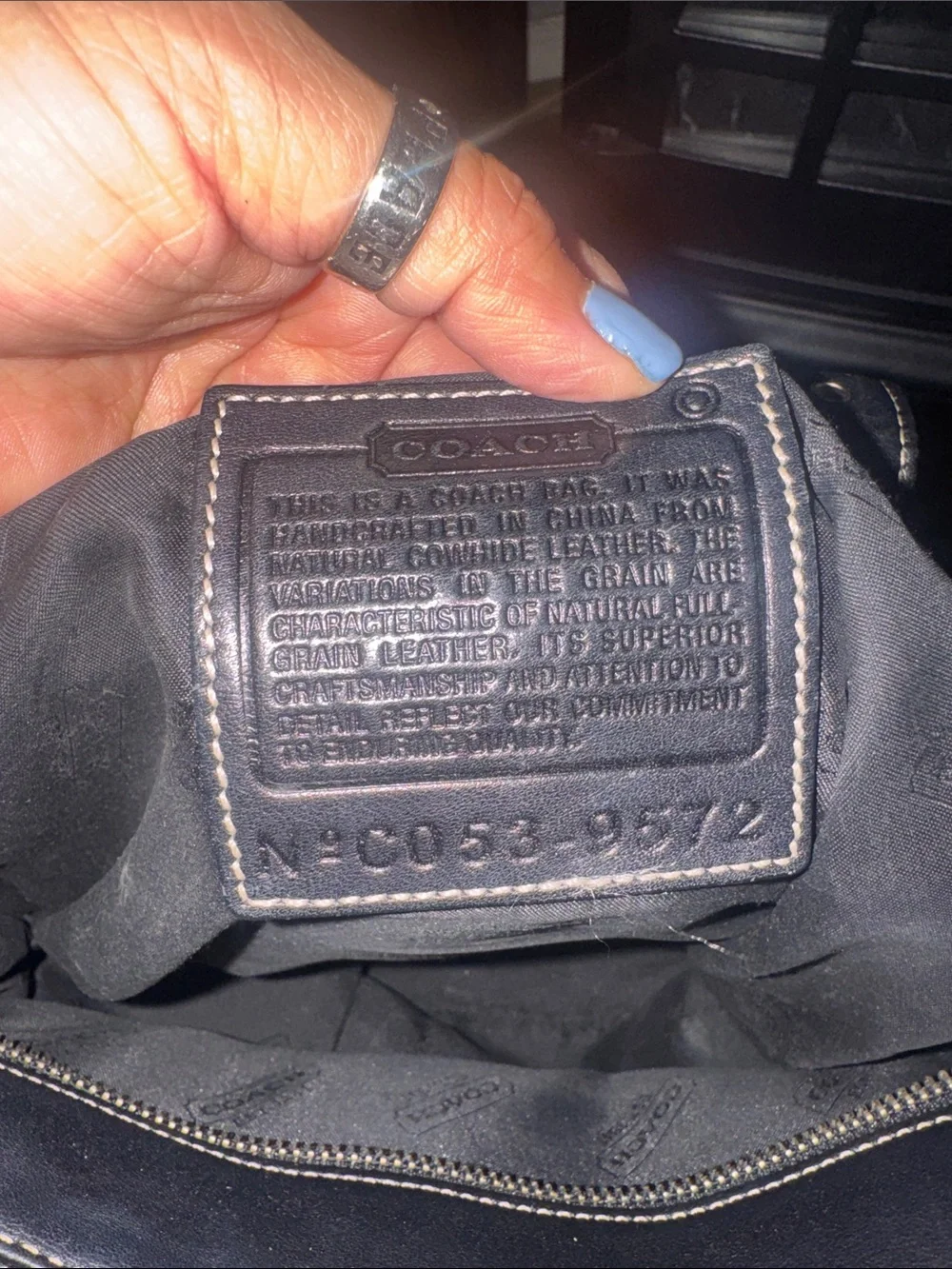 Coach Black Leather Messenger Tote with Contrast Stitching